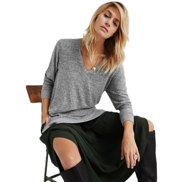 Lucky Brand Cloud V-Neck Knit Long Sleeve Sweater Oversized - Picture 1 of 8
